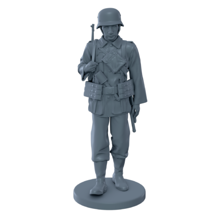 (Ready) German Soldier Walking with Rifle Over Shoulder